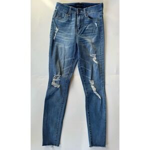 kendel and Kylie distressed raw hem whitewashed kontour High-Rise jeans size 26